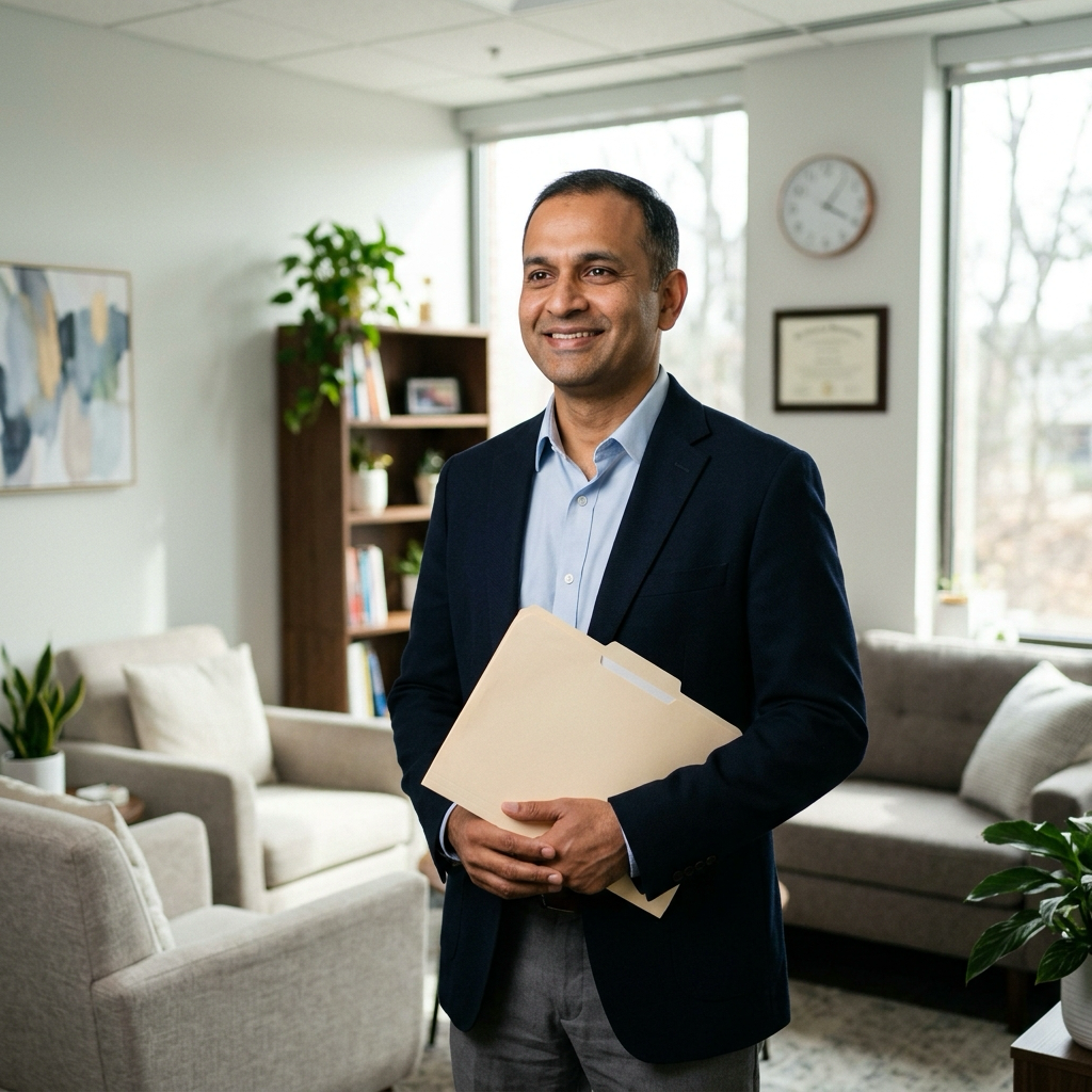 Puneet Tripathi in his therapy office